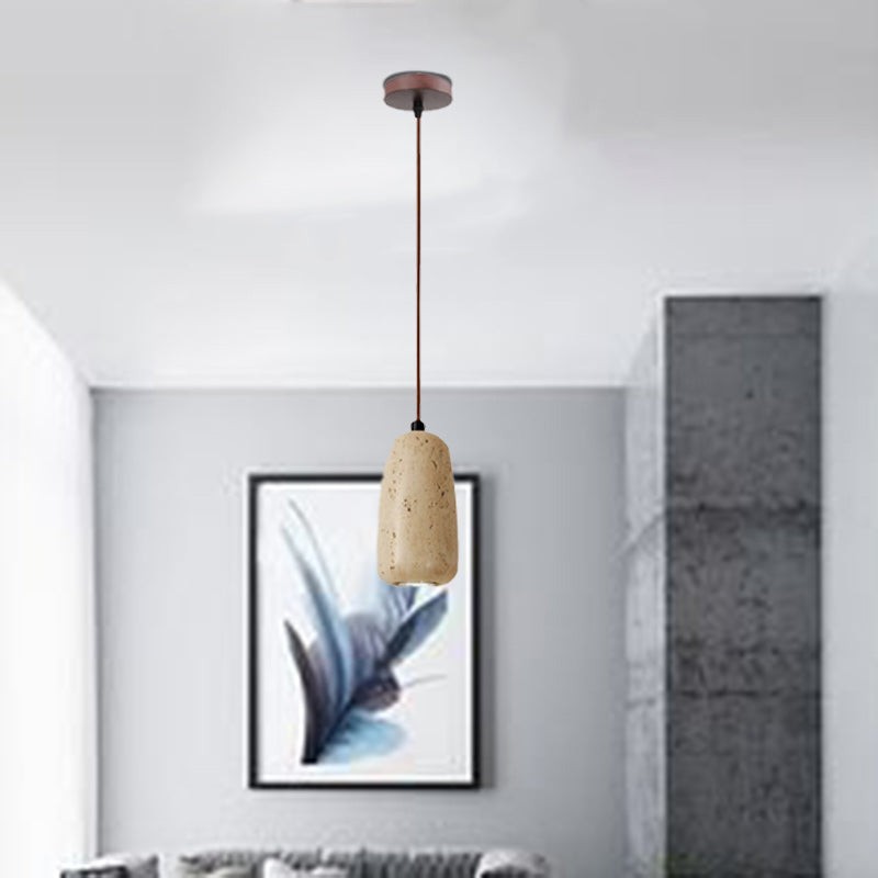 Traditional Japanese Travertine Wood Pendant Lamp M107