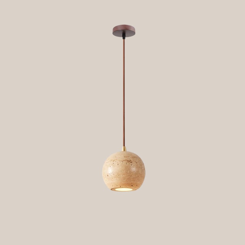 Traditional Japanese Travertine Wood Pendant Lamp M107