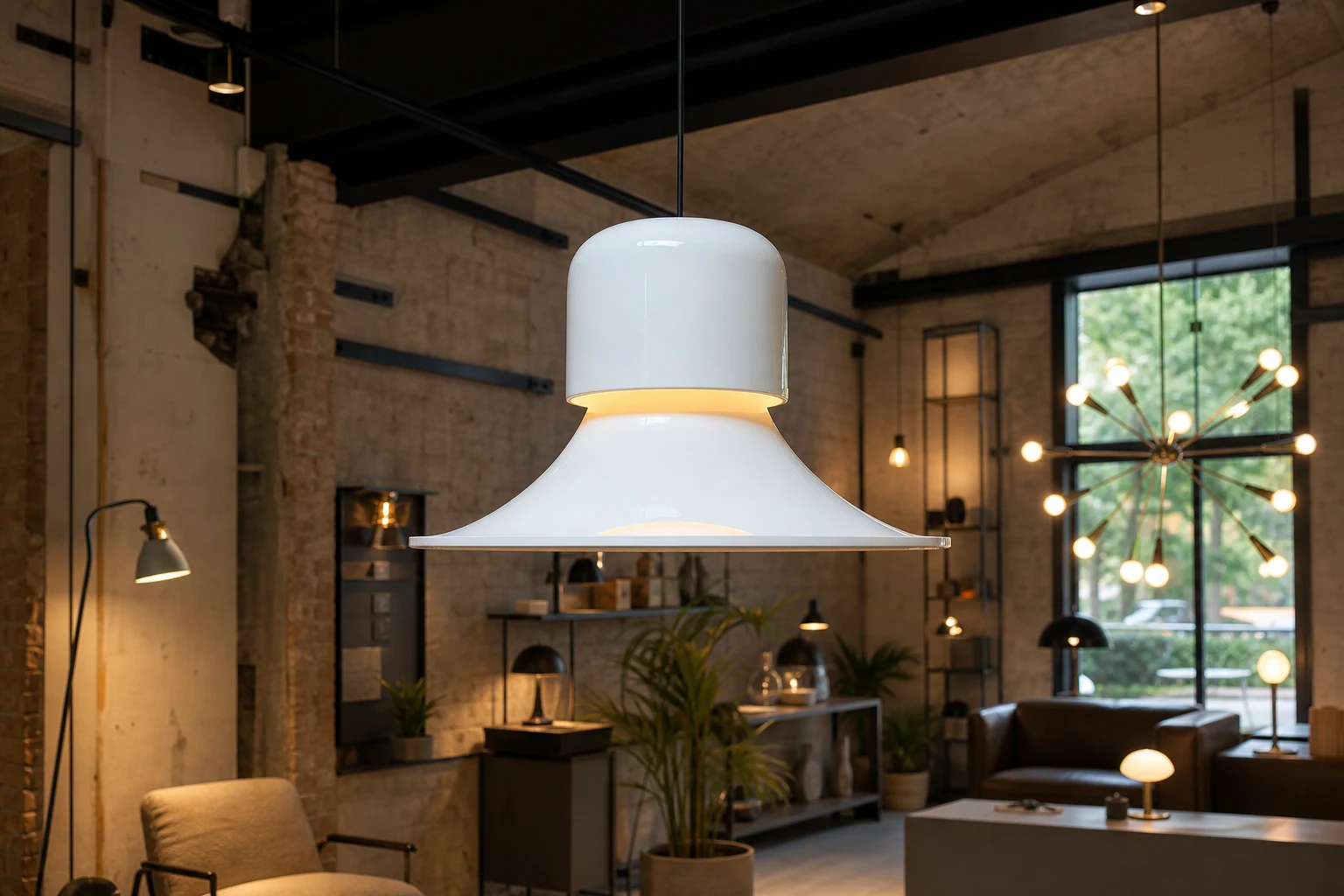 Lampa wisząca LED M346 ze stali węglowej Nordic pokazana w scenie lifestylowej