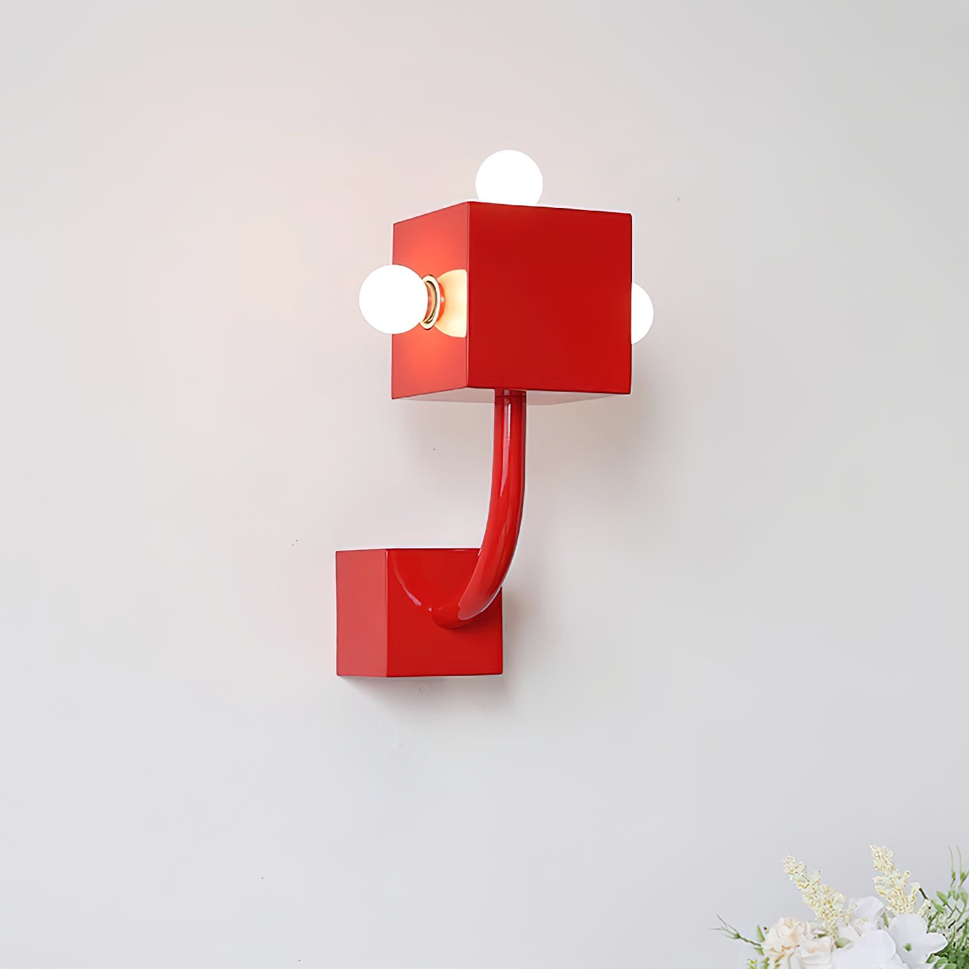 Red Cube Metal Wall Lamp M338