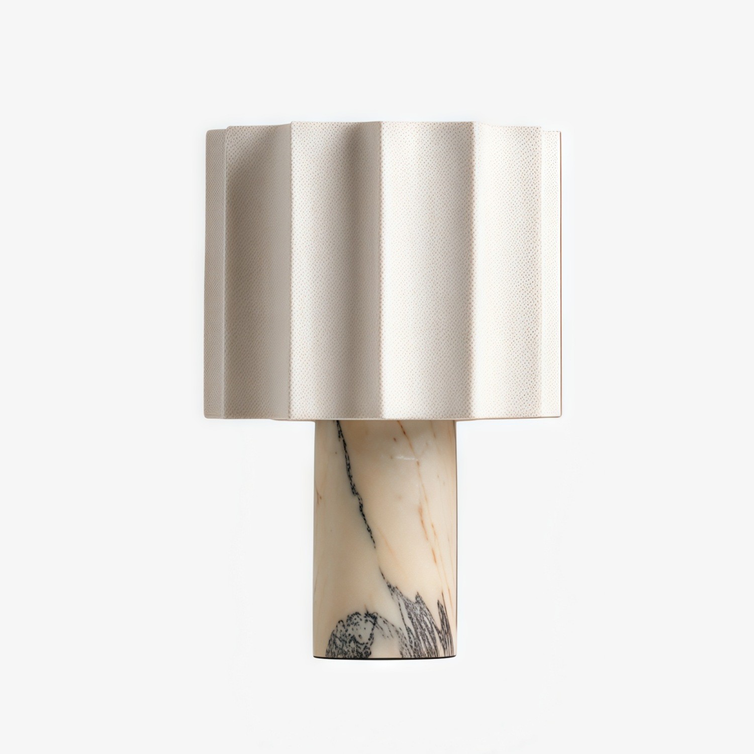 Cavilon Table Lamp with Fan-Shaped Linen Shade - Stone Finishes Suitable for Living Rooms T476
