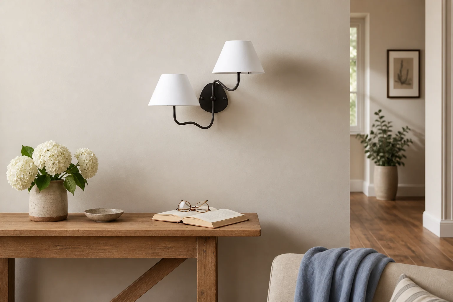 Lámpara de pared Kulo en una escena de ambiente contemporáneo donde el producto se integra en su contexto.