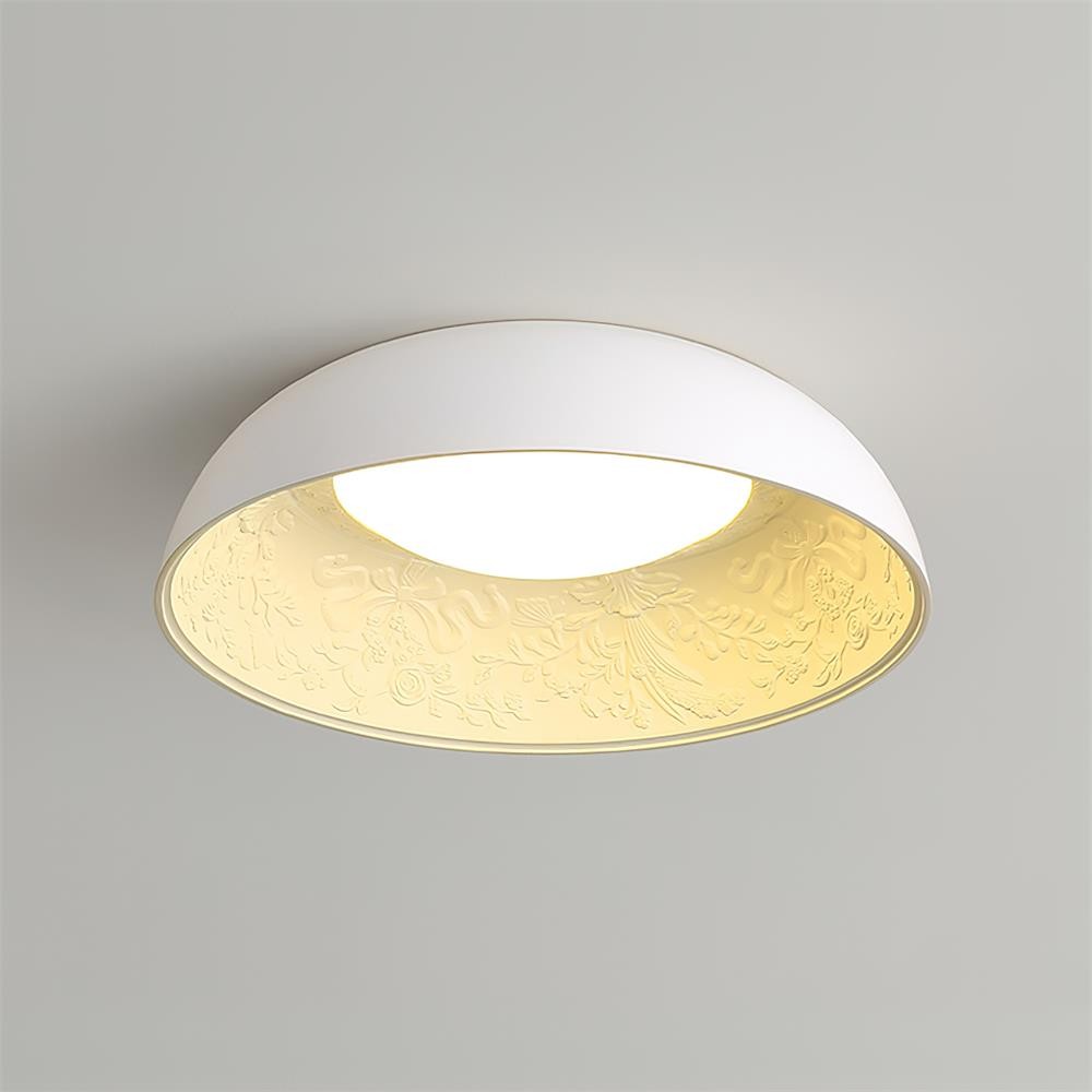 French Romantic Carved Round LED Ceiling Lamp M365