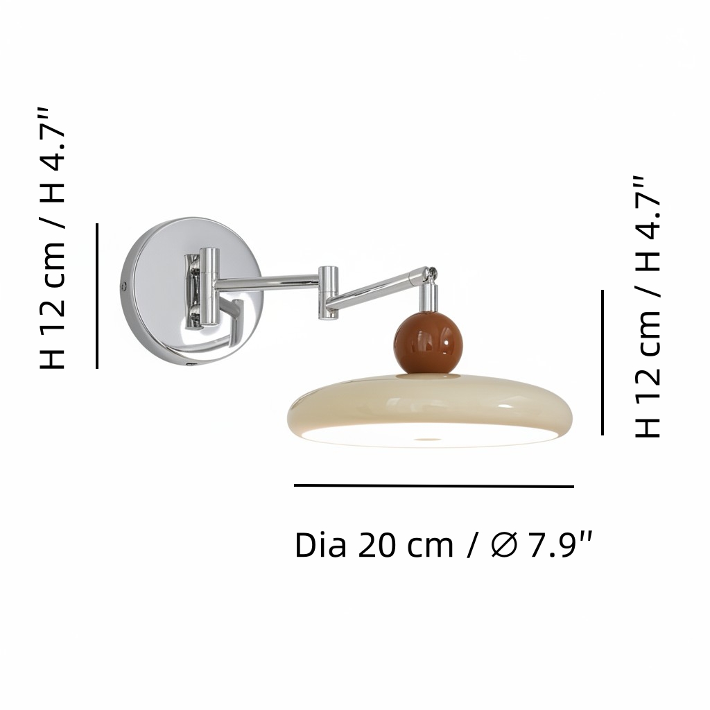 Wymiary lampy ściennej Lola M460 śr. 20 cm na wys. 12 cm