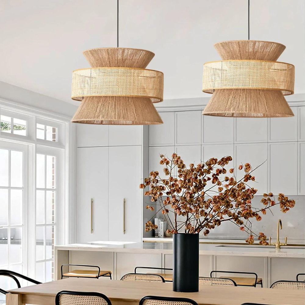 Handwoven Hemp Rope Rattan Veil Pendant Light D813