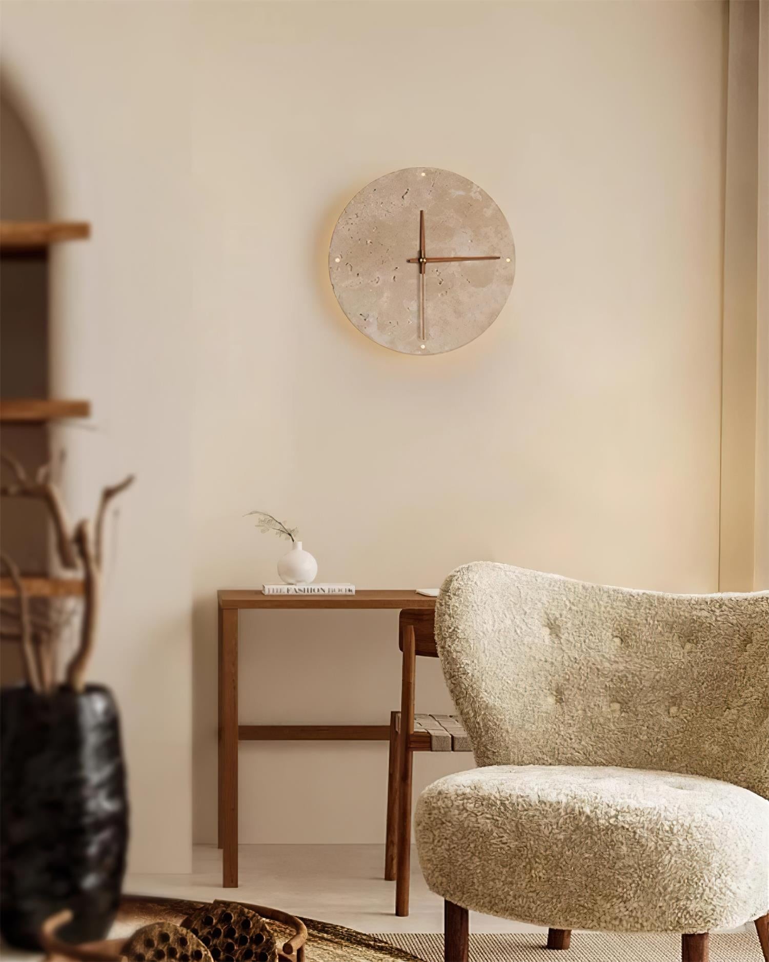 Travertine Clock Wall Lamp P079