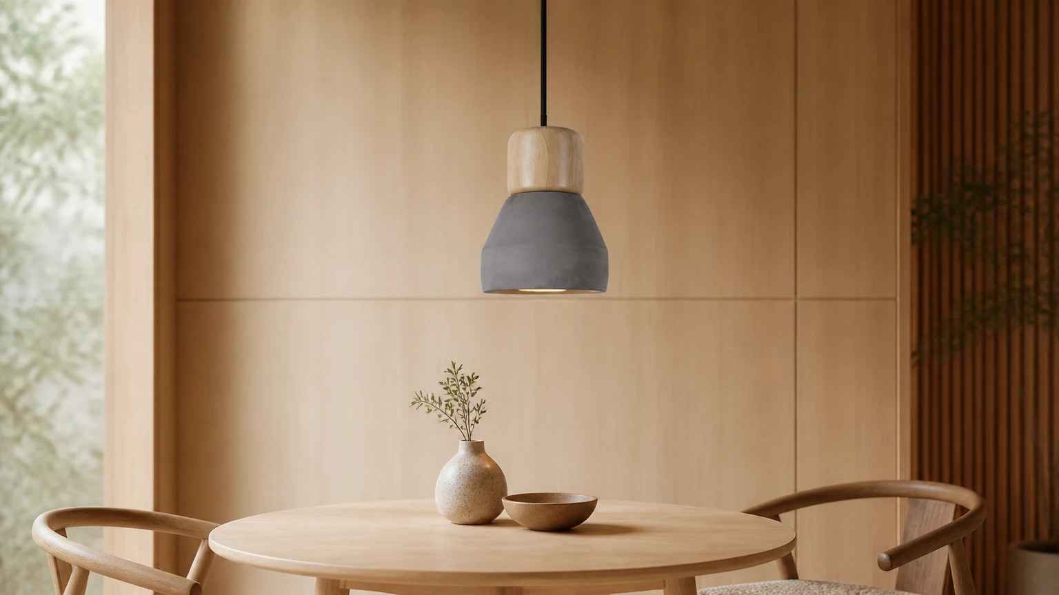 Andenon Cement Pendant Light in a warm interior scene