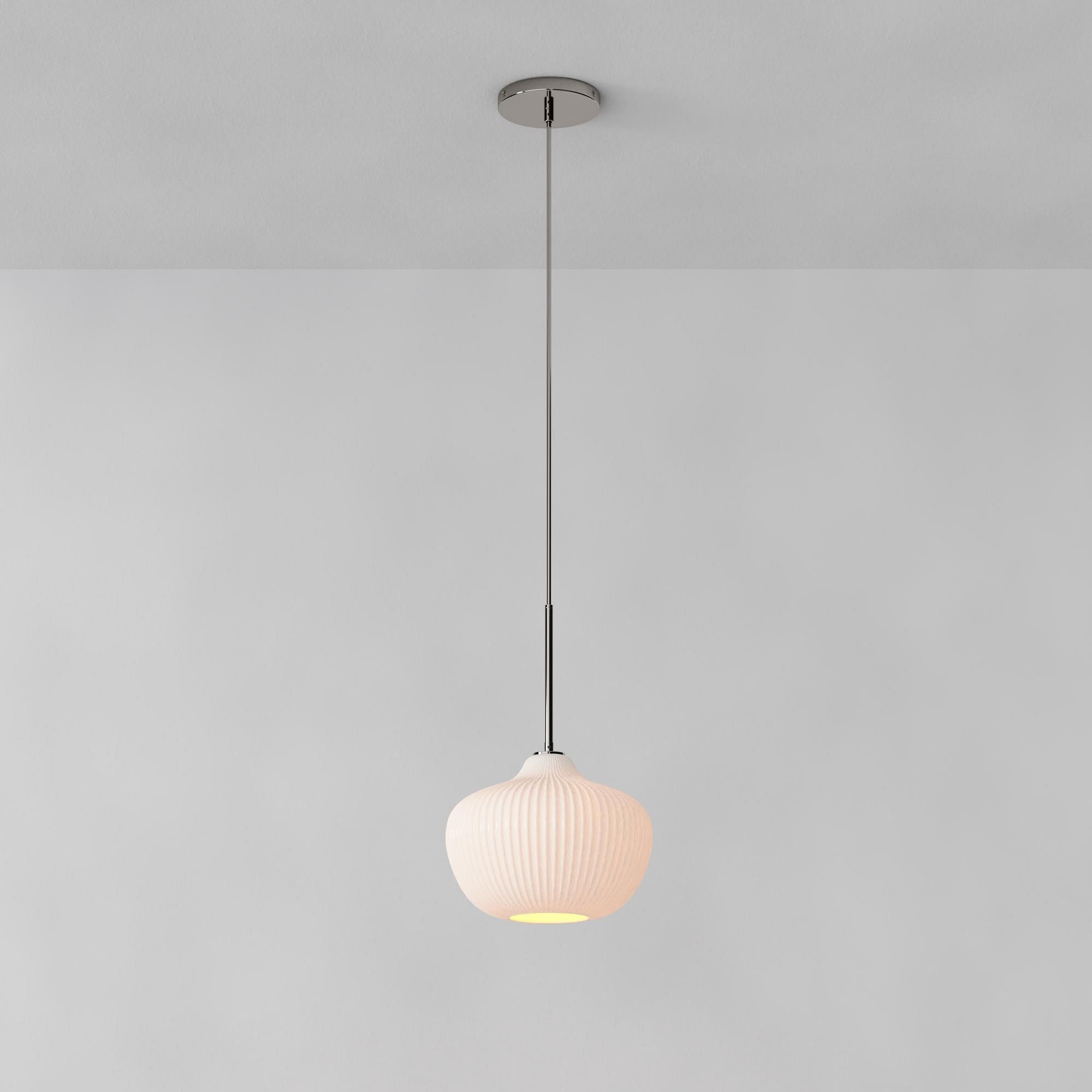 Rivrona Ribbed Pendant – Modern Ribbed Glass Light with Metal Finish T245