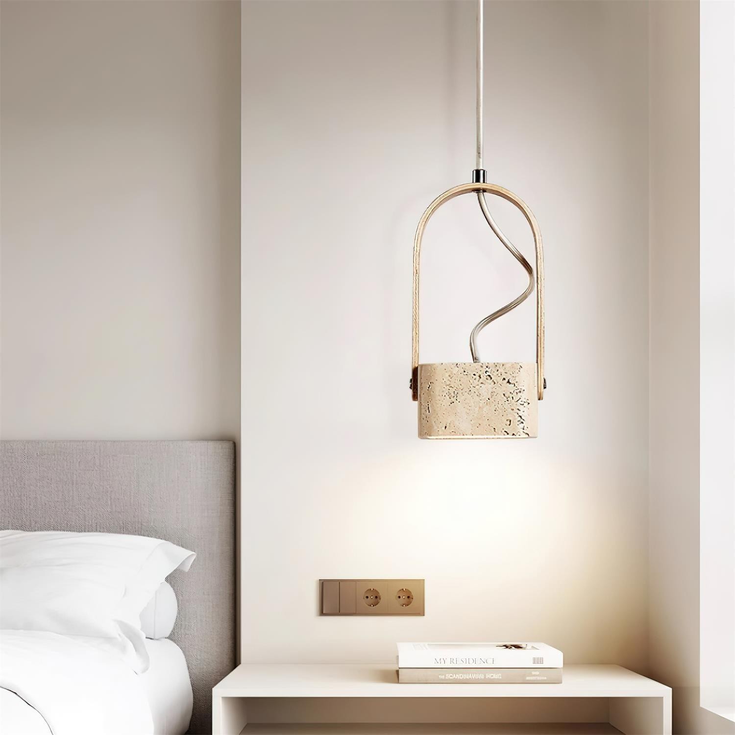Geometric Yellow Travertine Pendant Lamp M368