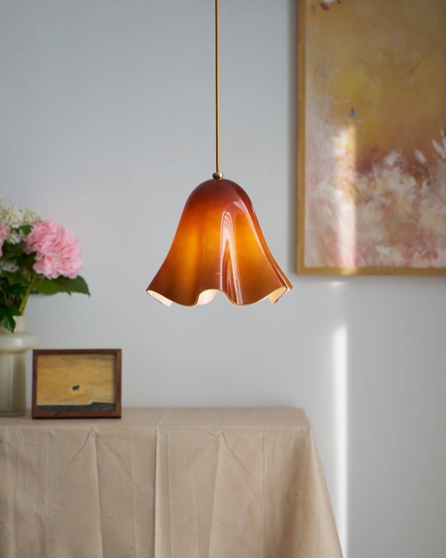 Bellina Artistic Glass Pendant Light - Modern Bloom Inspired Hanging Ceiling Lamp T279