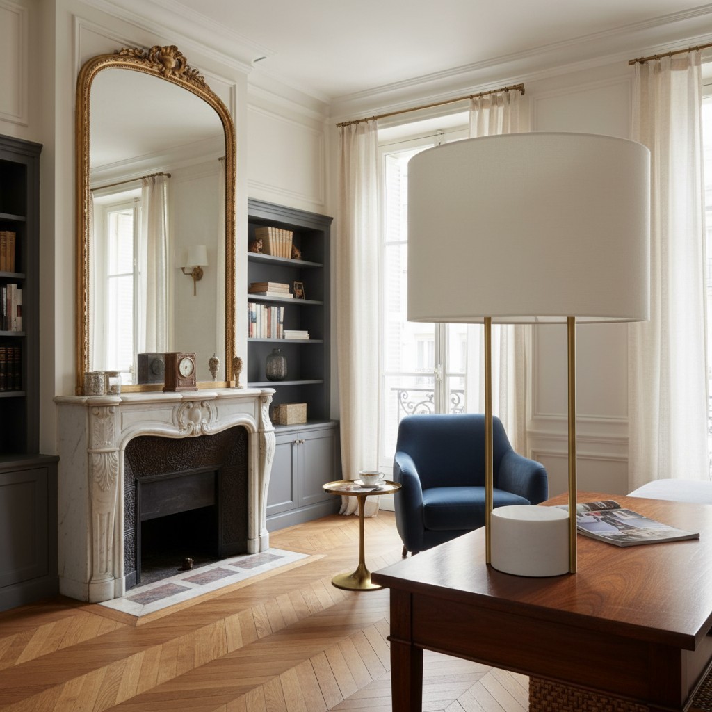 Luma Minimalist Industrial Table Lamp and Floor Lamp - Metal Frame with Soft Fabric Shade T630