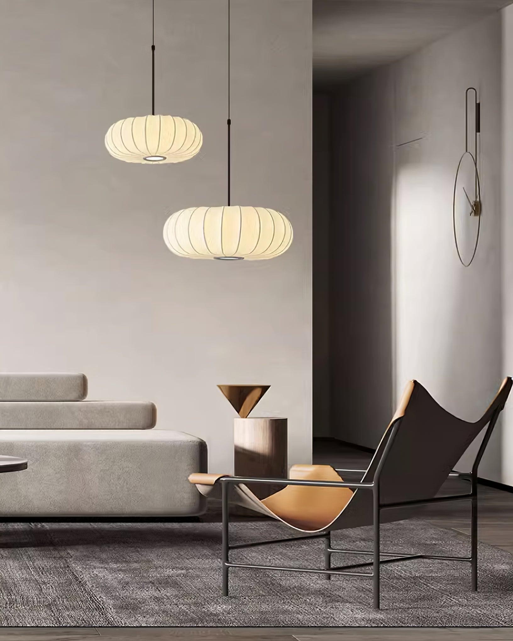 Simple Wabi-sabi White Lantern Fabric Pendant Lamp M105