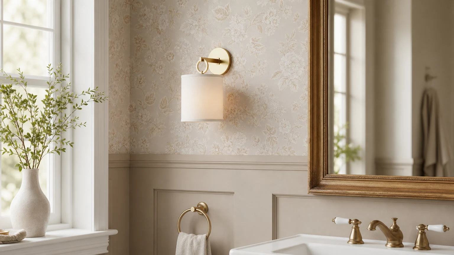 Full Circle Sconce D616 zainstalowana jako ciepła lampa ścienna