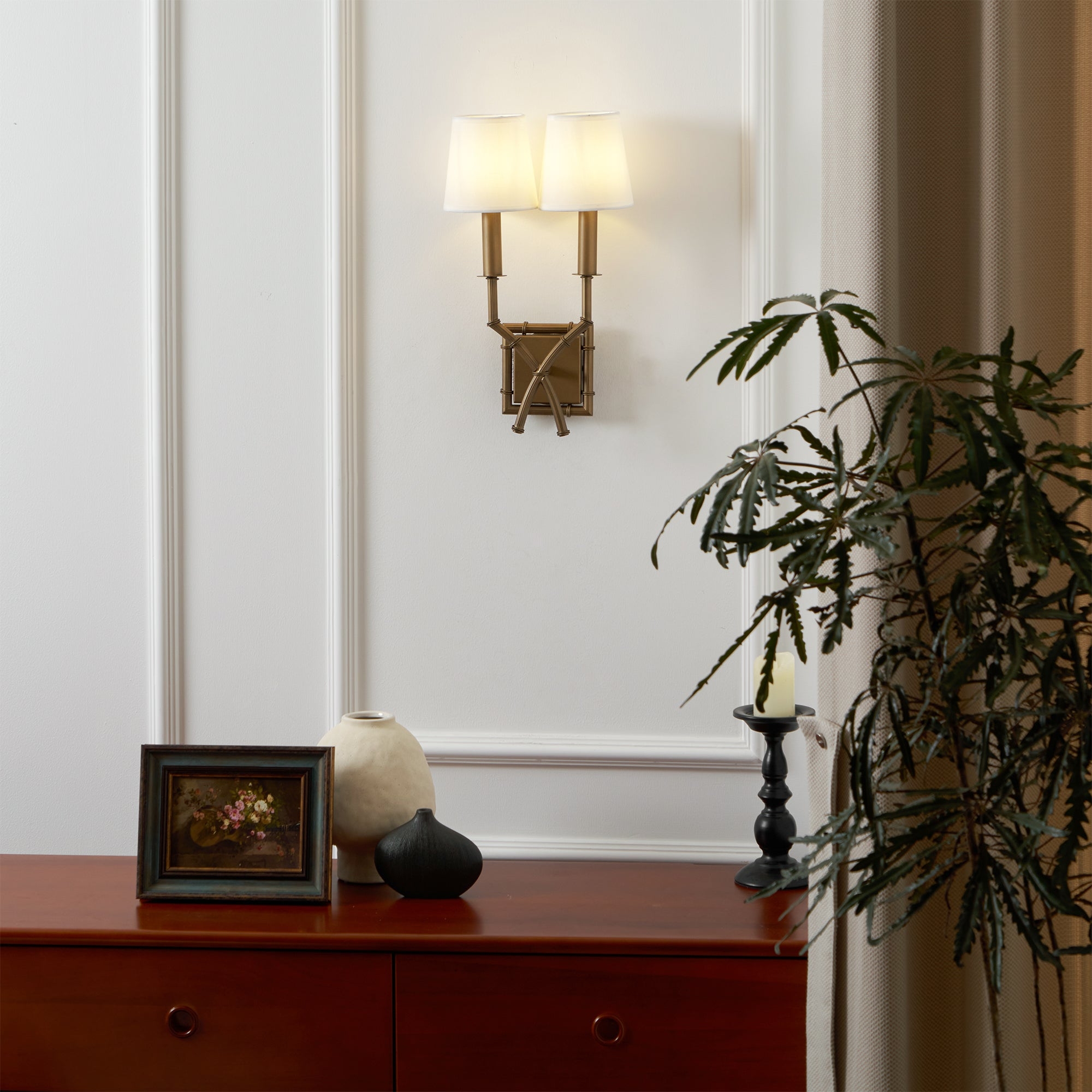 Double Arm Bamboo Sconce D586