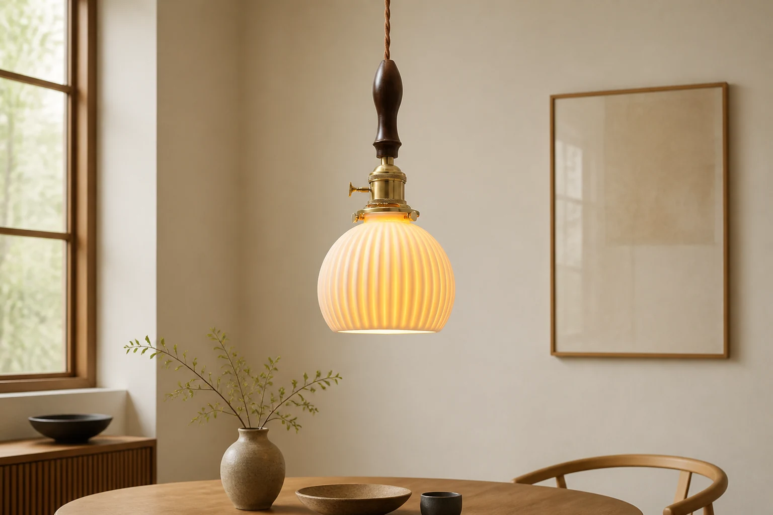 Scena lifestylowa przedstawiająca lampę wiszącą w kontekście