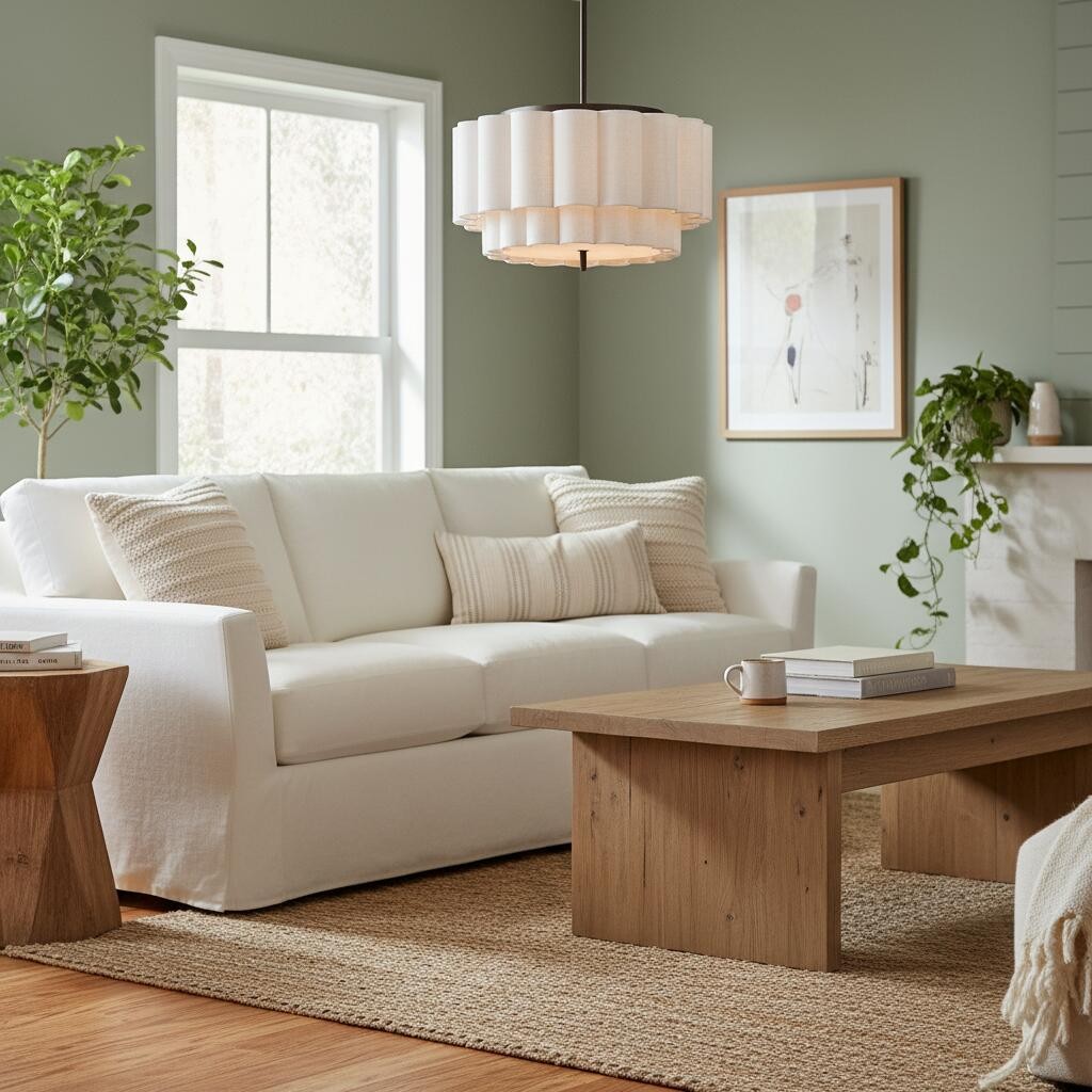 Linbron Flush Pendant - Scalloped Linen Shade Bronze Finish Modern Ceiling Light for Dining Room T479