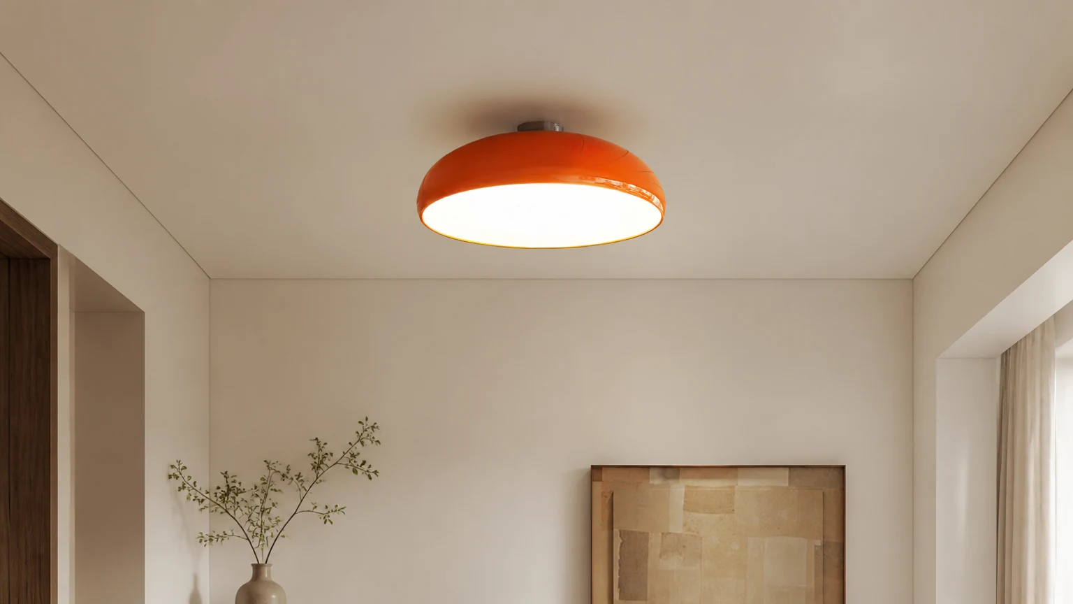 Lampa Sufitowa Space Orange M534 zamontowana w ciepłym wnętrzu