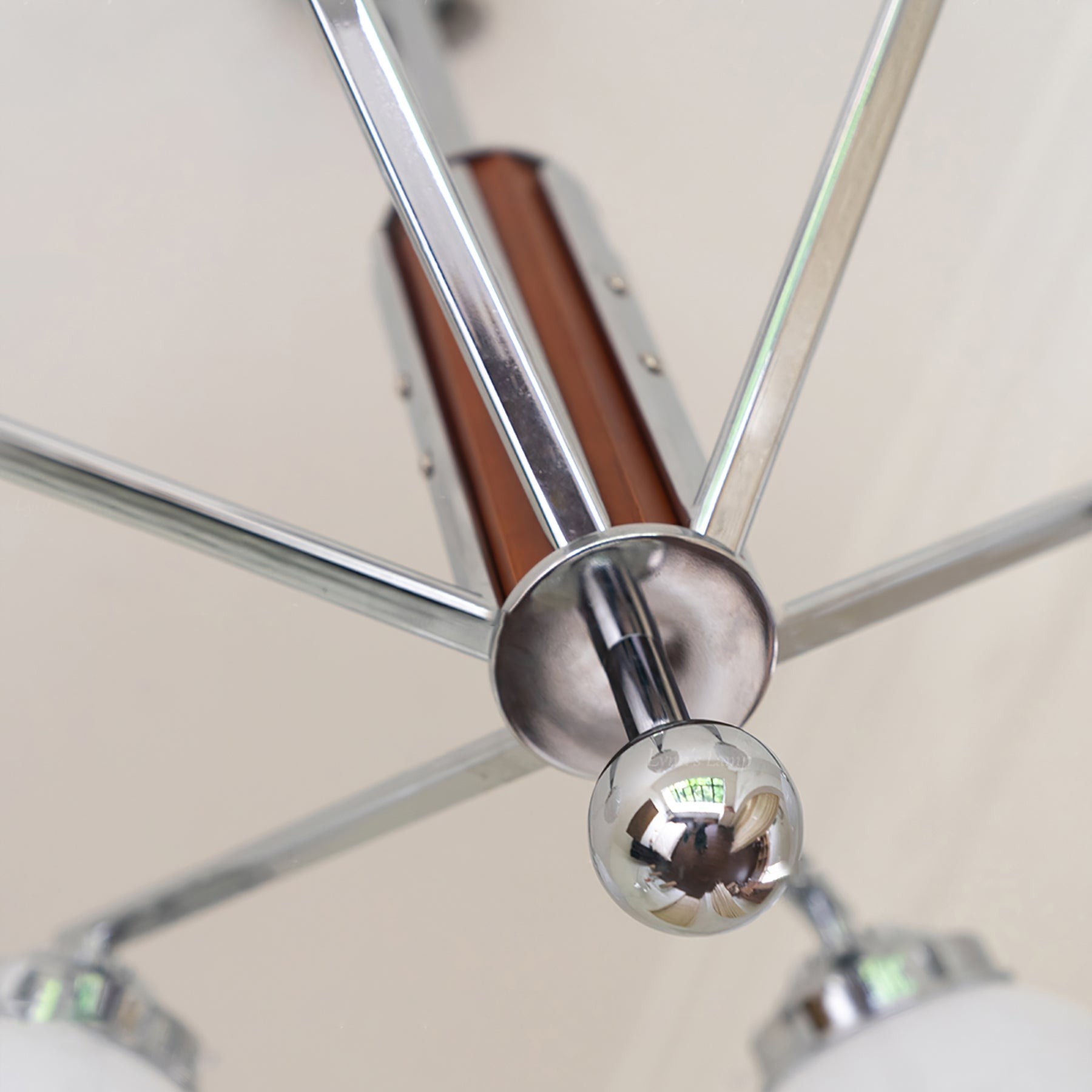Mid Century Vintage Cream Glass Chandelier M260