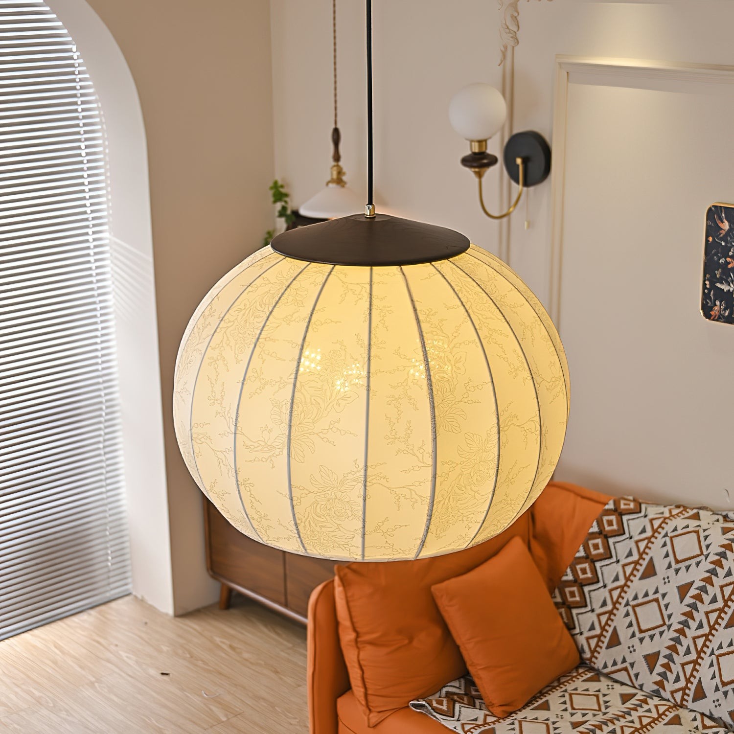 Japanese Style Fabric Lantern Pendant Lamp M62