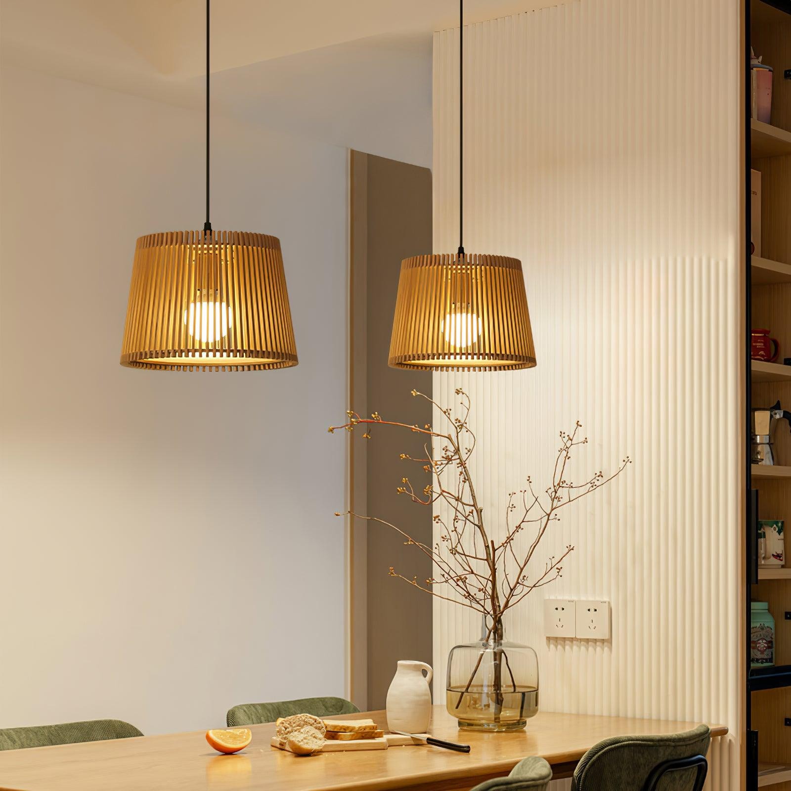 Wooden Log Color Cage Pendant Light M425
