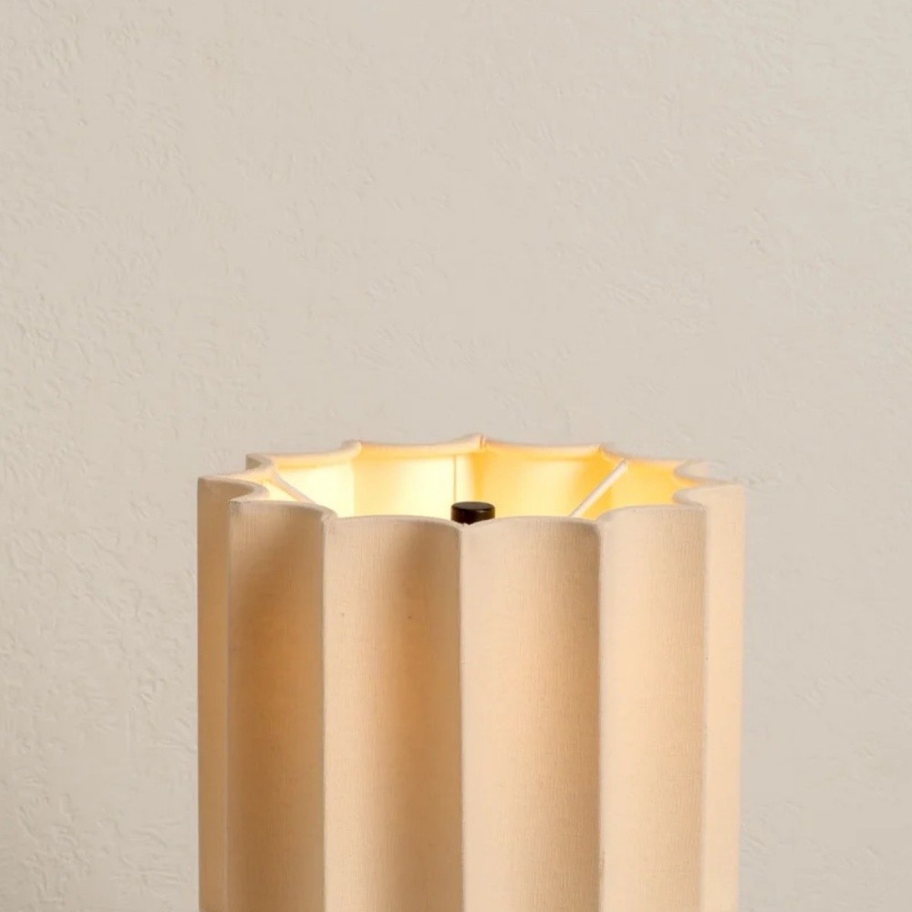 Cavilon Table Lamp with Fan-Shaped Linen Shade - Stone Finishes Suitable for Living Rooms T476