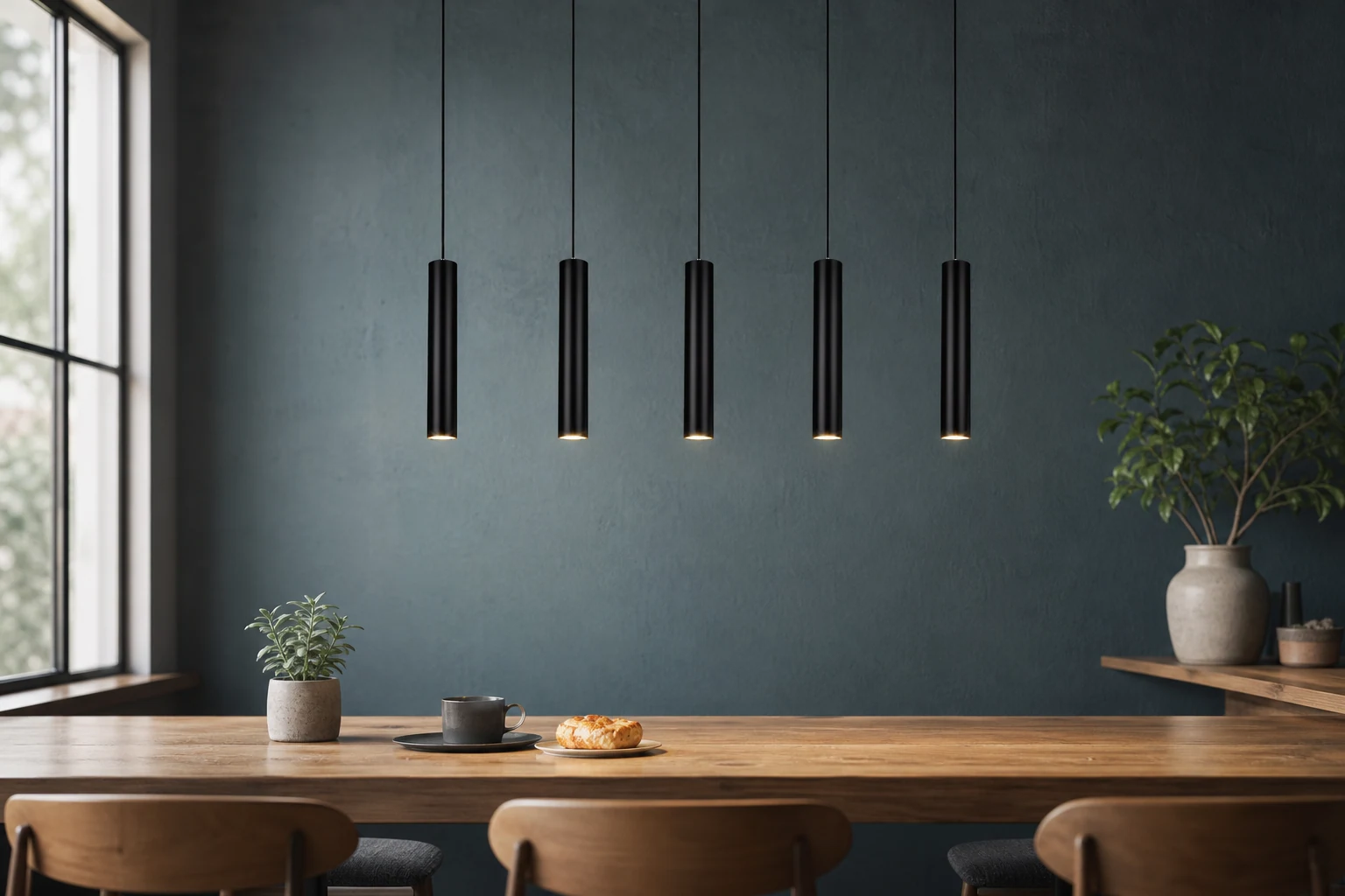Modern Tubular Pendant Lamp in a product-in-context scene