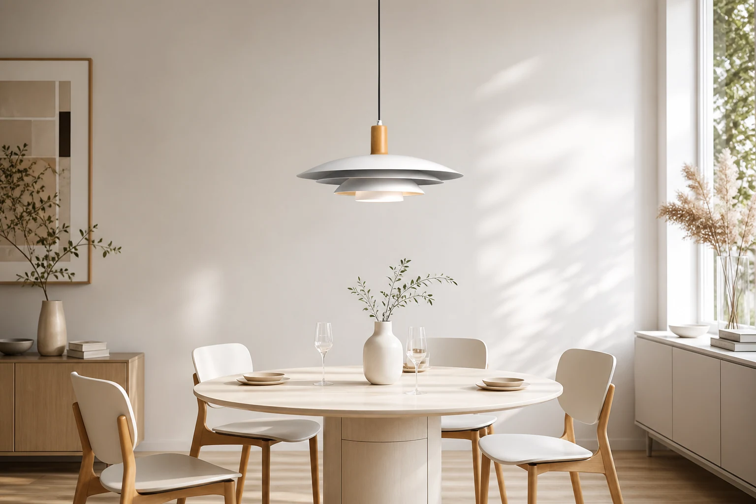 Lampa wisząca Stratalite D154 w ciepłej scenie lifestylowej