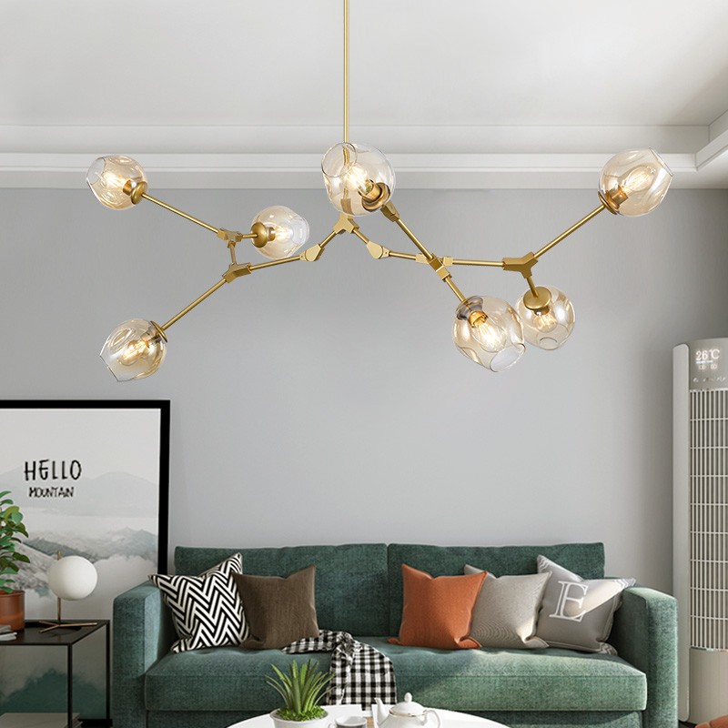 Asymmetrical Articulated Globe Branching Bubble Chandelier