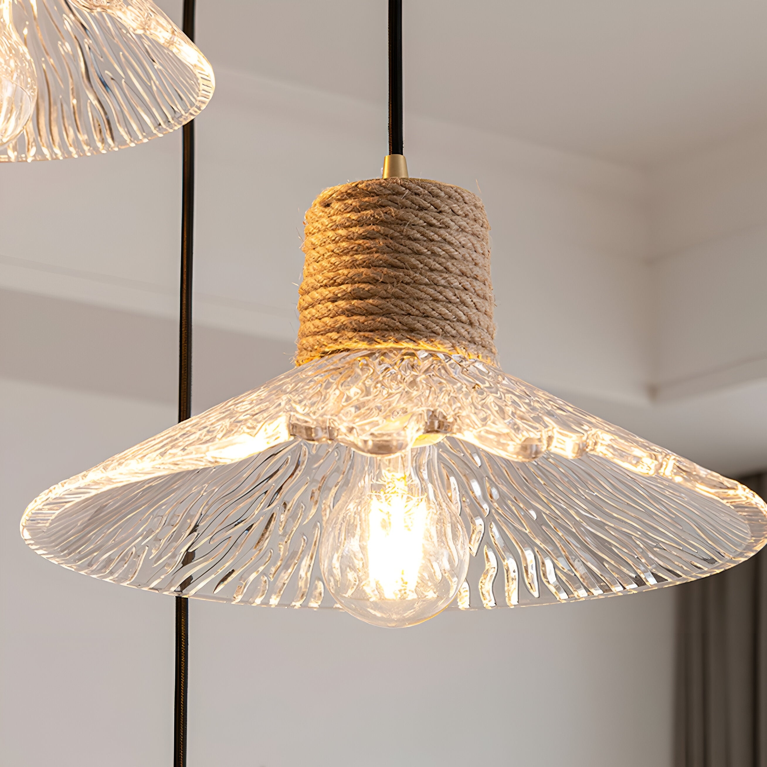 Nordic Hemp Rope Glass Pendant Light D938