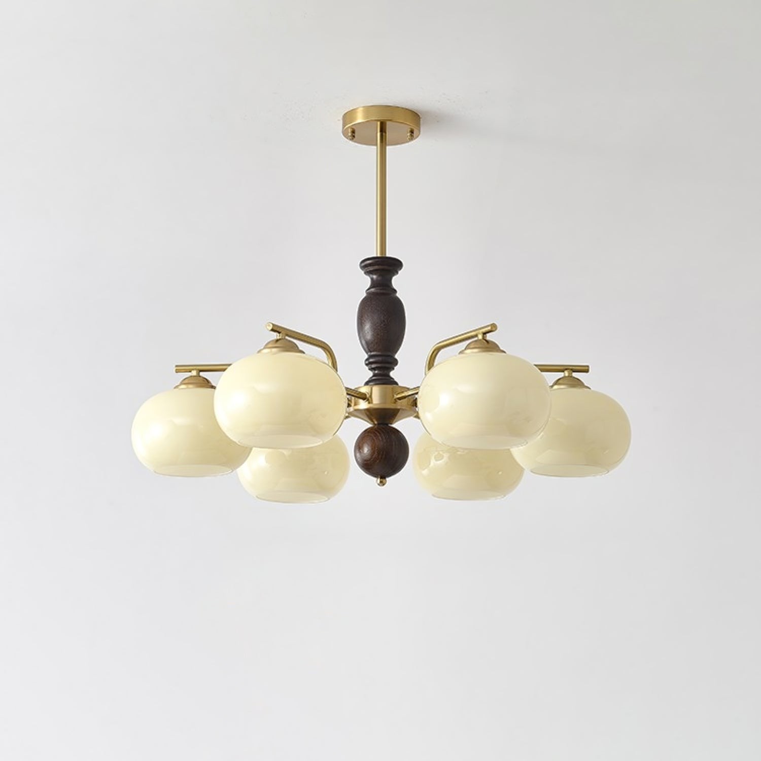 Medieval Style Walnut Beige Orb Chandelier M02