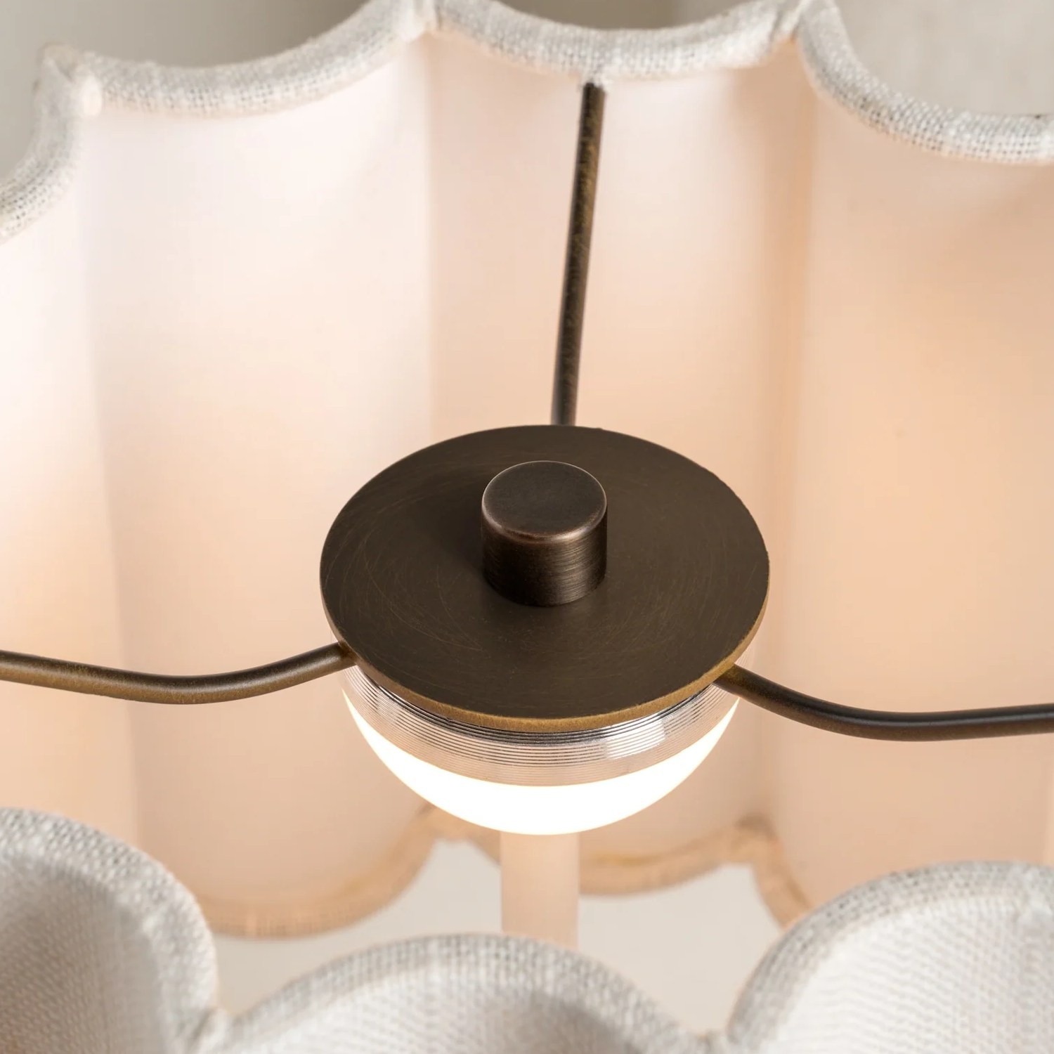 Cavilon Table Lamp with Fan-Shaped Linen Shade - Stone Finishes Suitable for Living Rooms T476