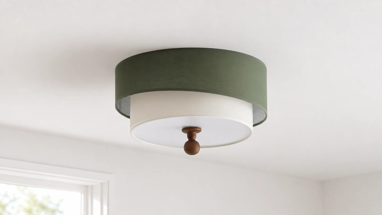 Lampa ścienna Flying Saucer M471 zainstalowana jako ciepła, pozioma scena bohatera