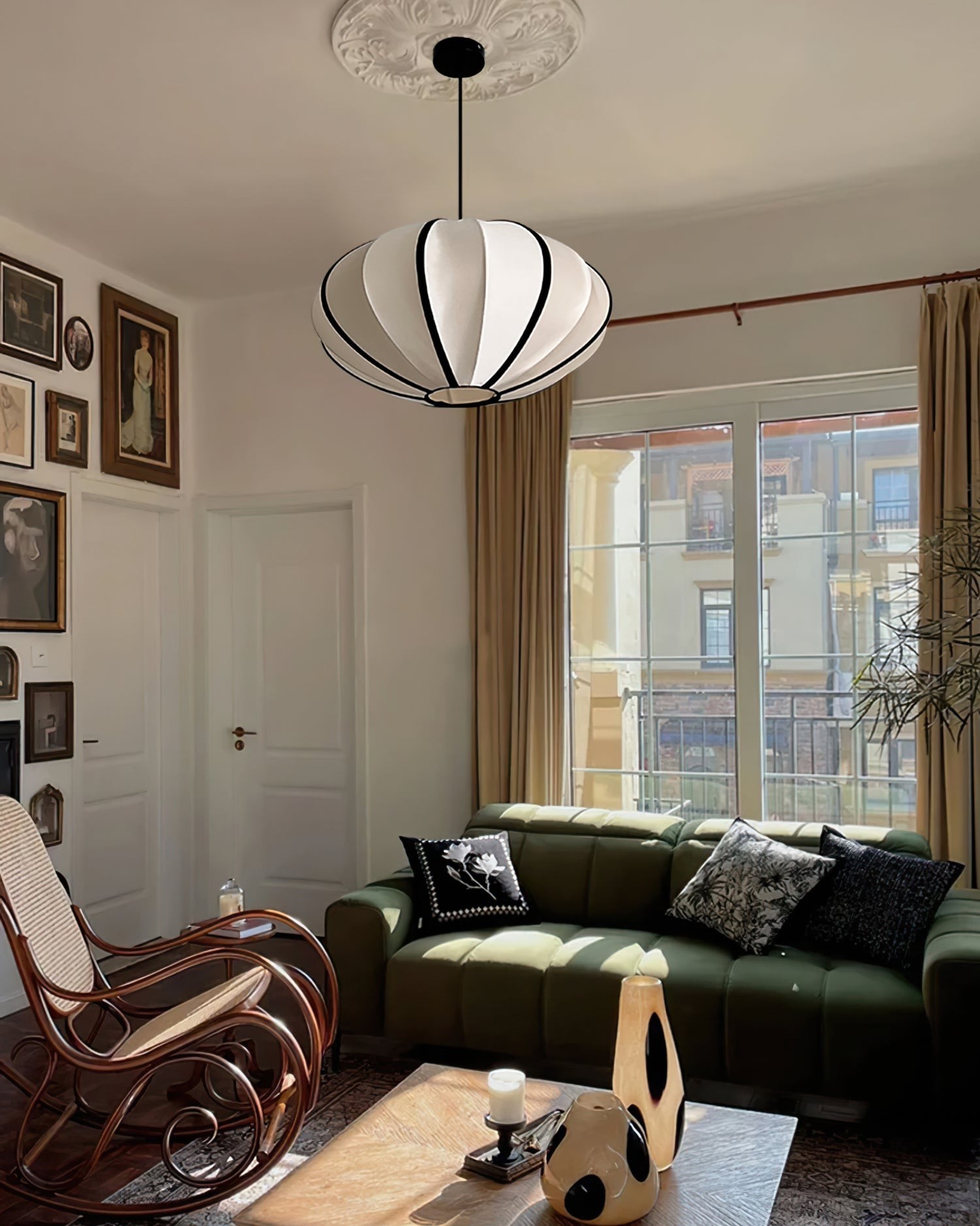 Vintage Silk Lantern Pendant Lamp M575