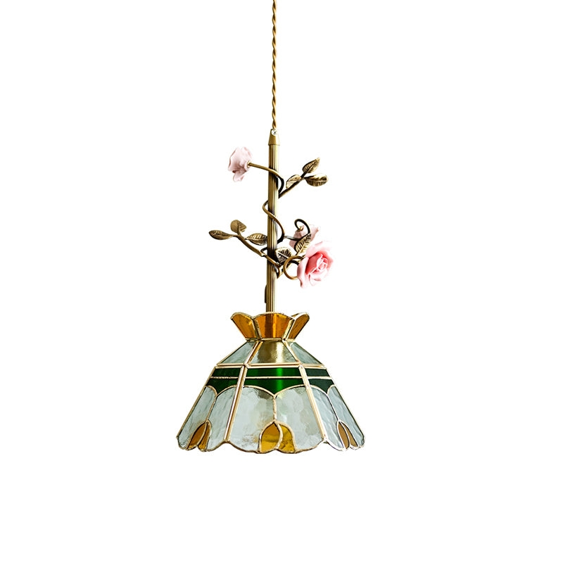 Lalique Rose Glass Pendant Lamp D674