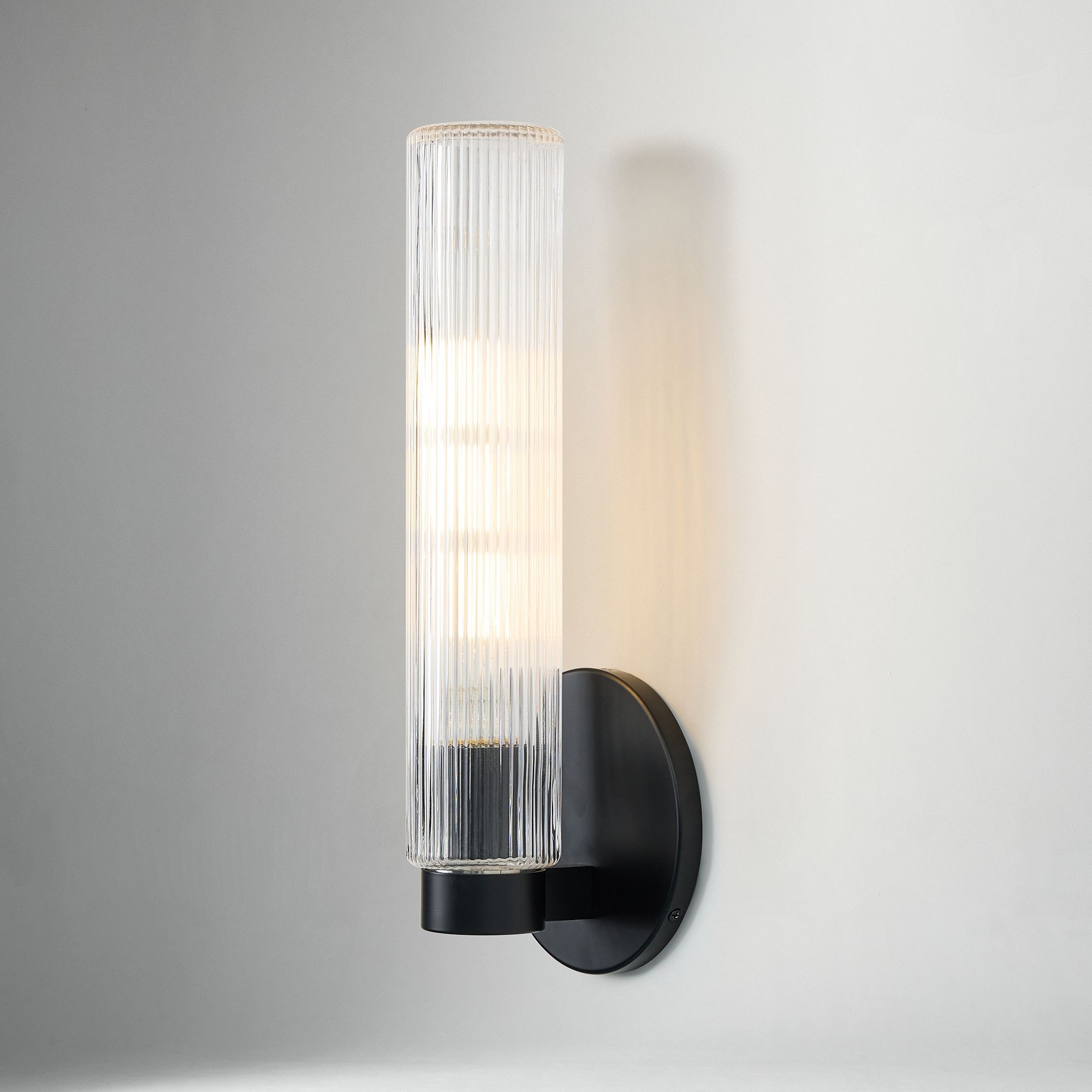 Rivora Fluted Glass Indoor Outdoor Sconce - Modern Wall Light for Home Decor T097