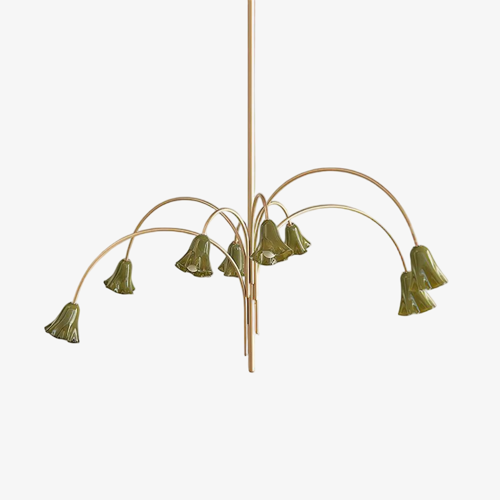Bellina Modern Romantic Chandelier - Botanical Lily Design with Glass Flowers T280