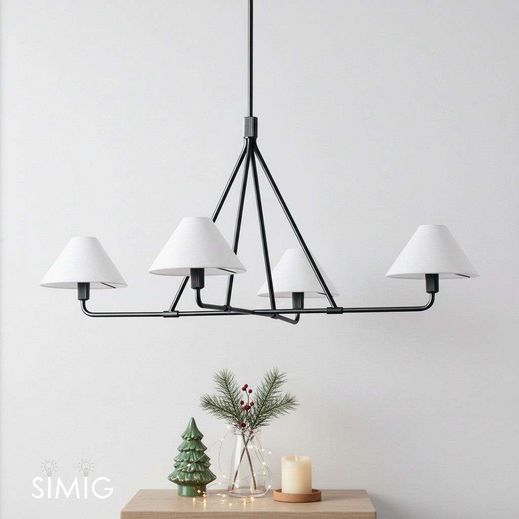Diora Sleek Metal & Fabric Chandelier for Dining Room T038