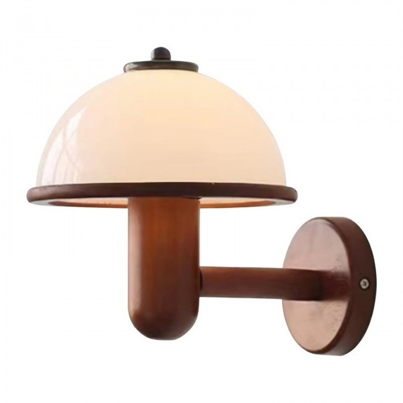 Retro Mushroom Wood Bedside Wall Lamp S132