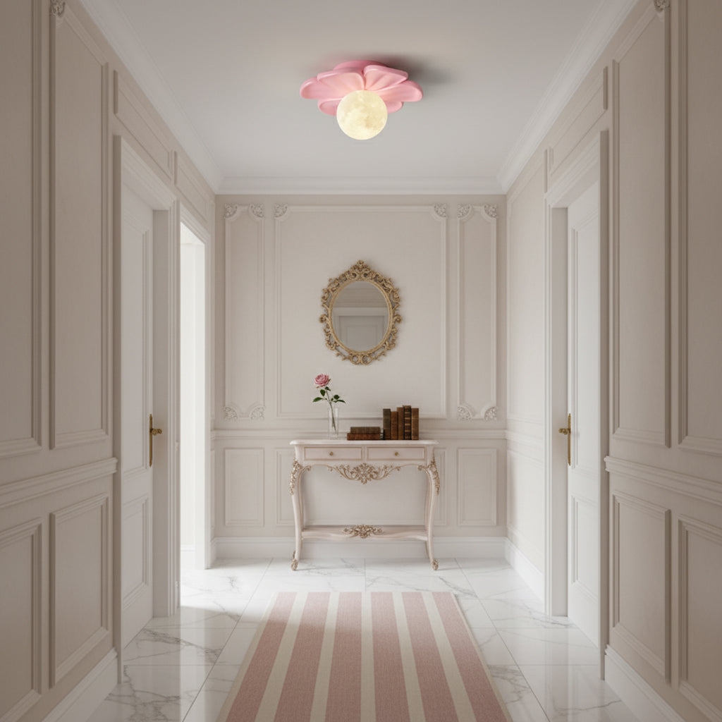 Cream Bloom Flower Ceiling Lamp D408