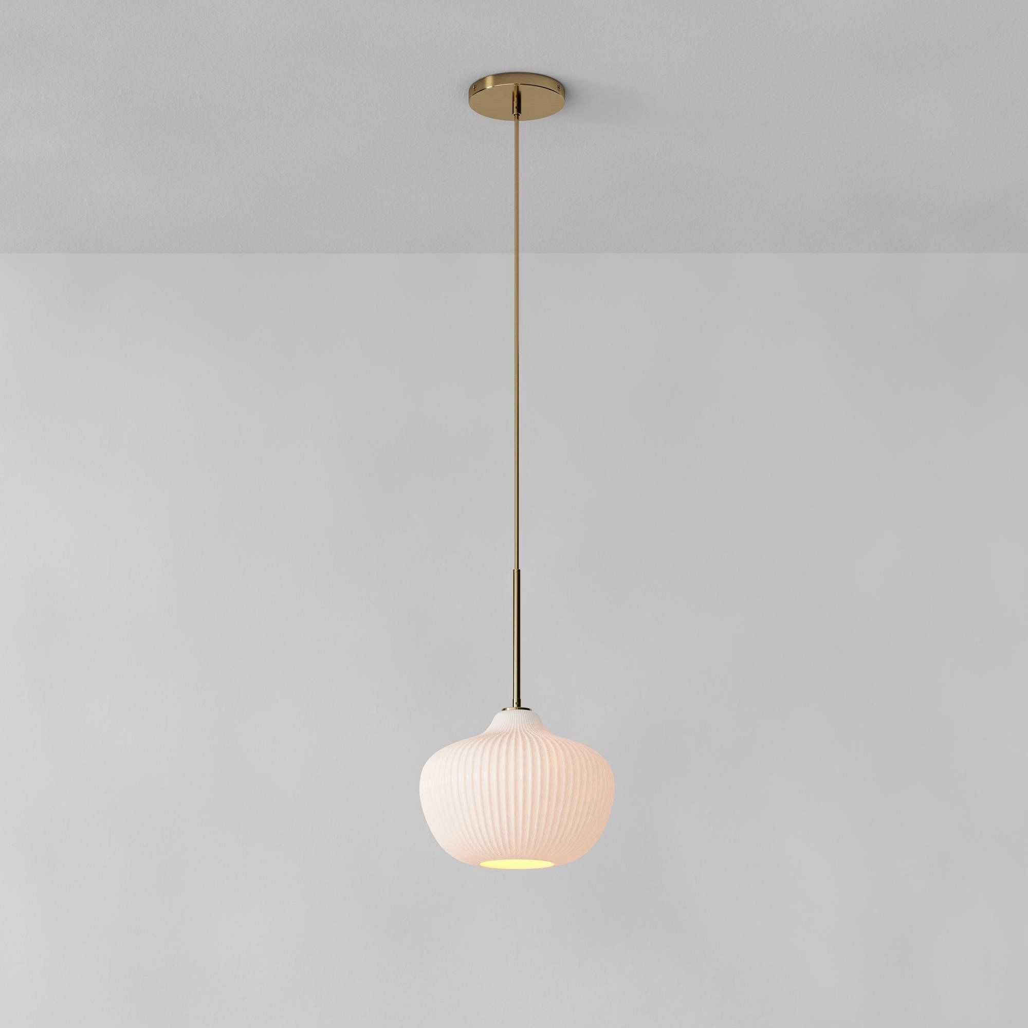 Rivrona Ribbed Pendant – Modern Ribbed Glass Light with Metal Finish T245