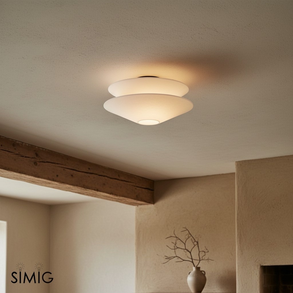 Solivara Contemporary Milky White Linen Ceiling Lamp for Living Room T112