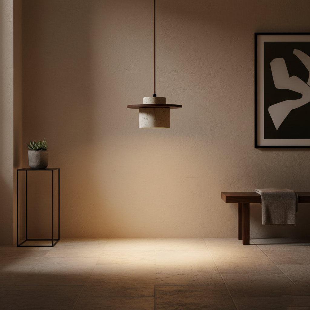 Japanese Style Vintage Travertine Pendant Light D915