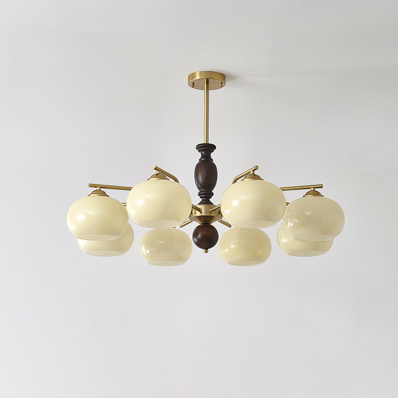 Medieval Style Walnut Beige Orb Chandelier M02