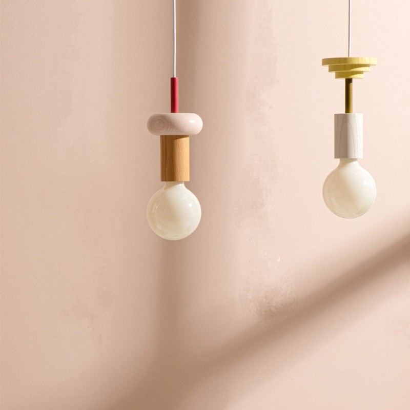 Creative Color Block Wooden Pendant Light S166