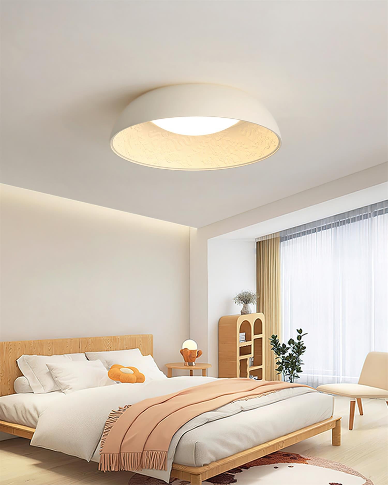 French Romantic Carved Round LED Ceiling Lamp M365