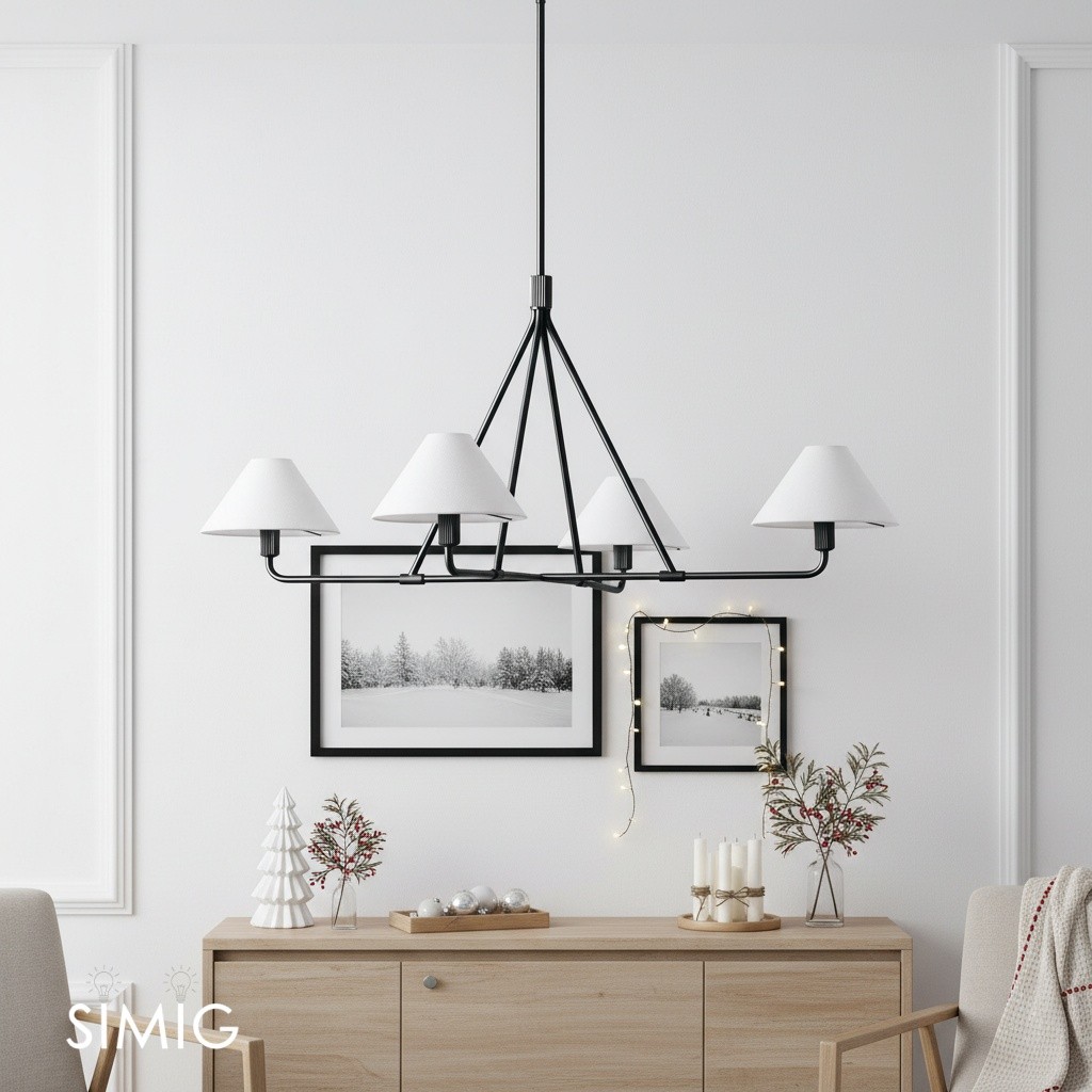 Diora Sleek Metal & Fabric Chandelier for Dining Room T038