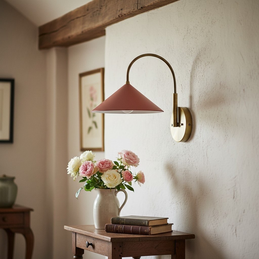 Curva Metal Vintage Wall Sconce - Elegant Cone Shade for Bedrooms T394