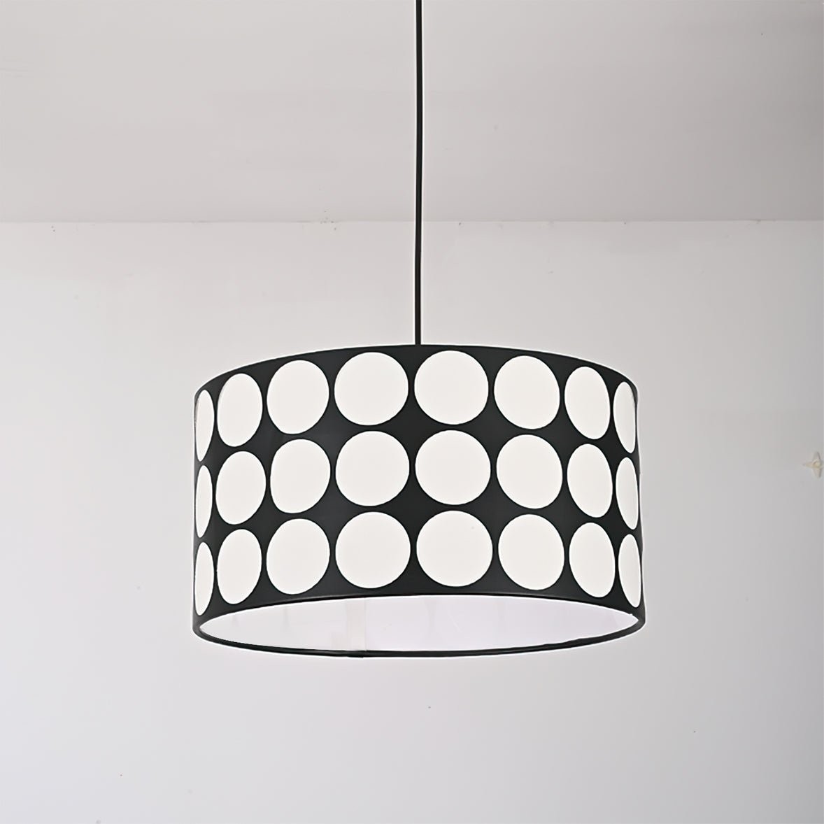 Fabric Drum Polka Dots Pendant Lamp S365
