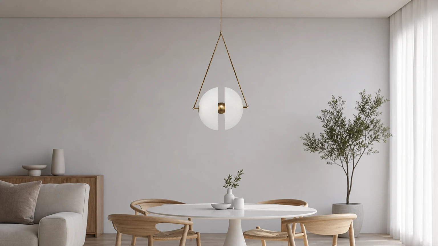 Nowoczesna szklana lampa wisząca Eclat Nordic D957 w ciepłym wnętrzu