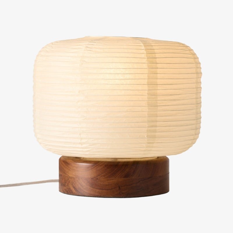 Tivo Japanese Ribbed Lampshade Compact Table Lamp - A Minimalist Paper Lantern Design T612